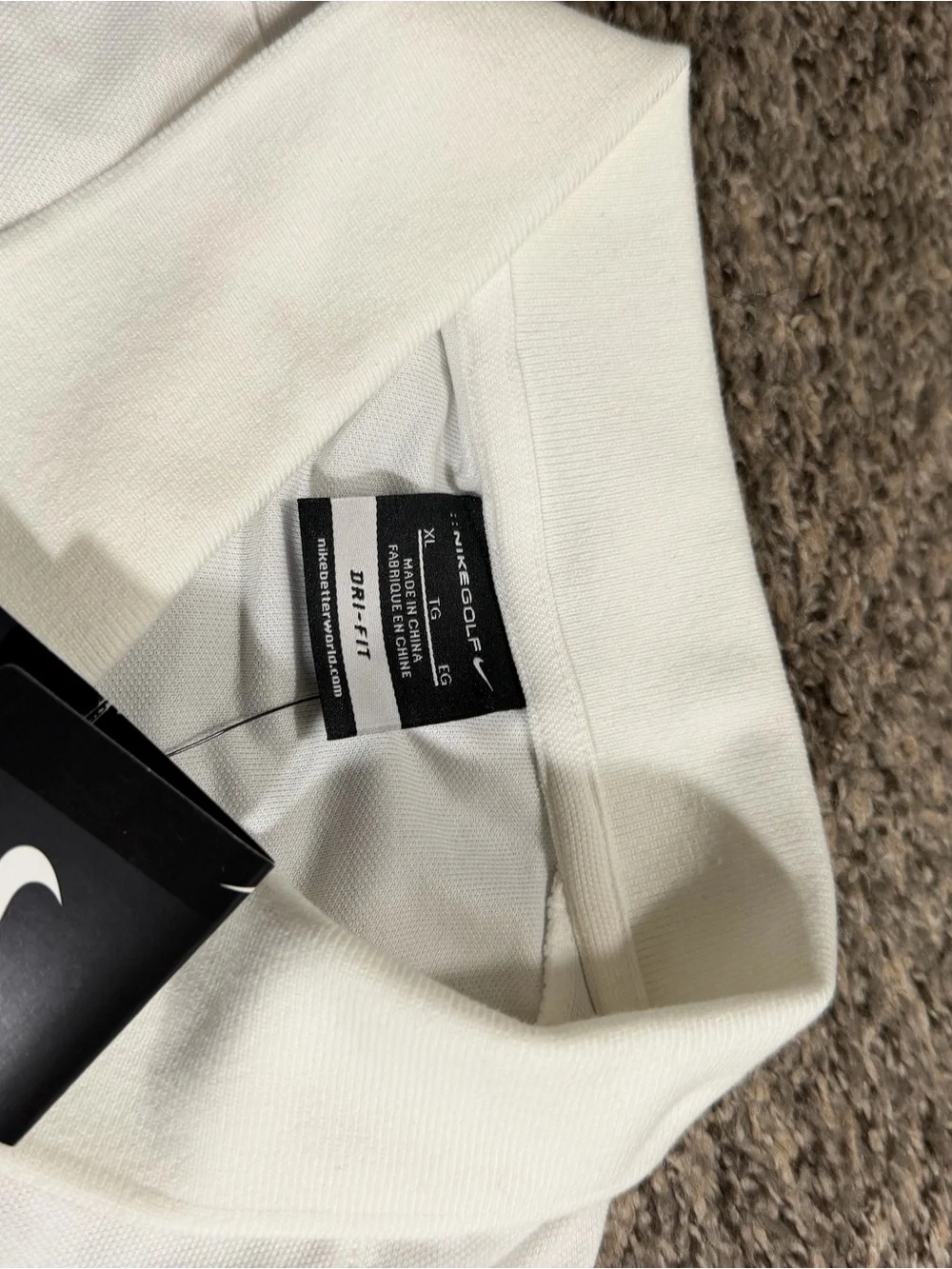 Nike White Men's Polo with Subtle Embroidered Chest Logo